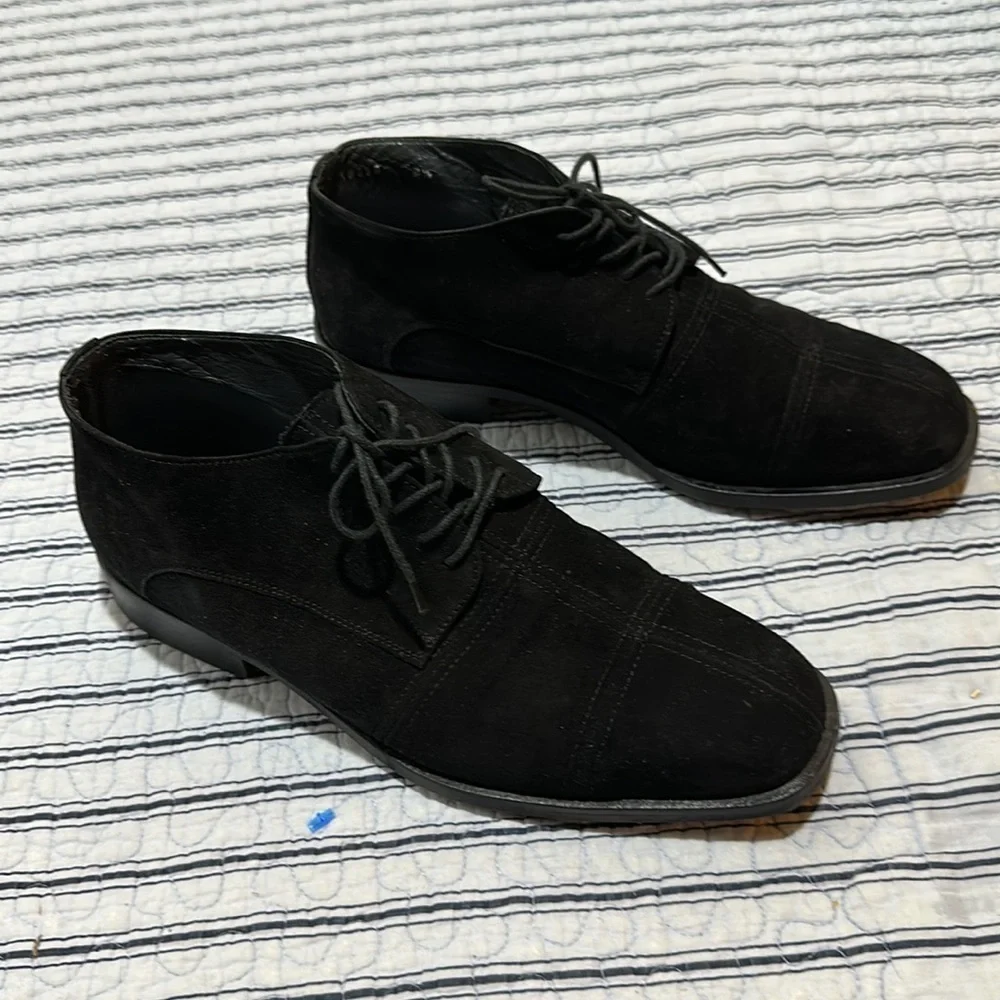 Stracam Italy Black  Suede Panels Dress Oxford Shoes size 8.5 - Picture 9 of 16